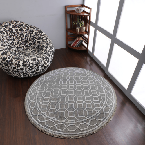 Rugsotic Carpets Hand Knotted Sumak Silk And Wool Round Area Rug