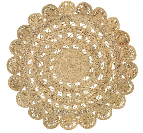 6' Natural Jute Hand Braided Round Rug