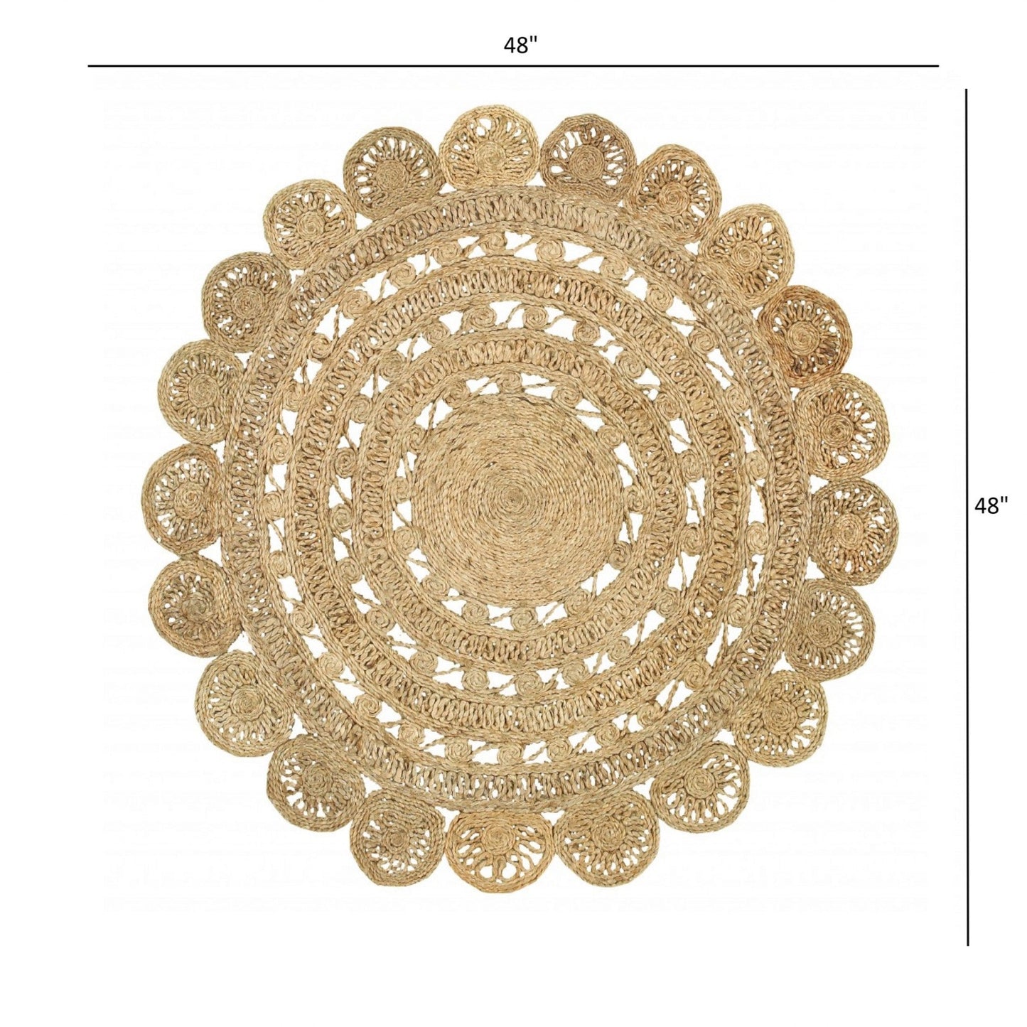 6' Natural Jute Hand Braided Round Rug