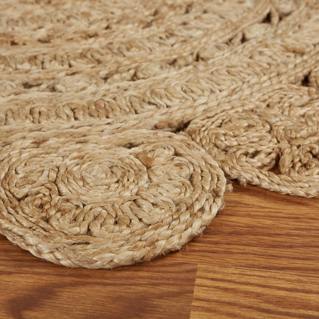 6' Natural Jute Hand Braided Round Rug