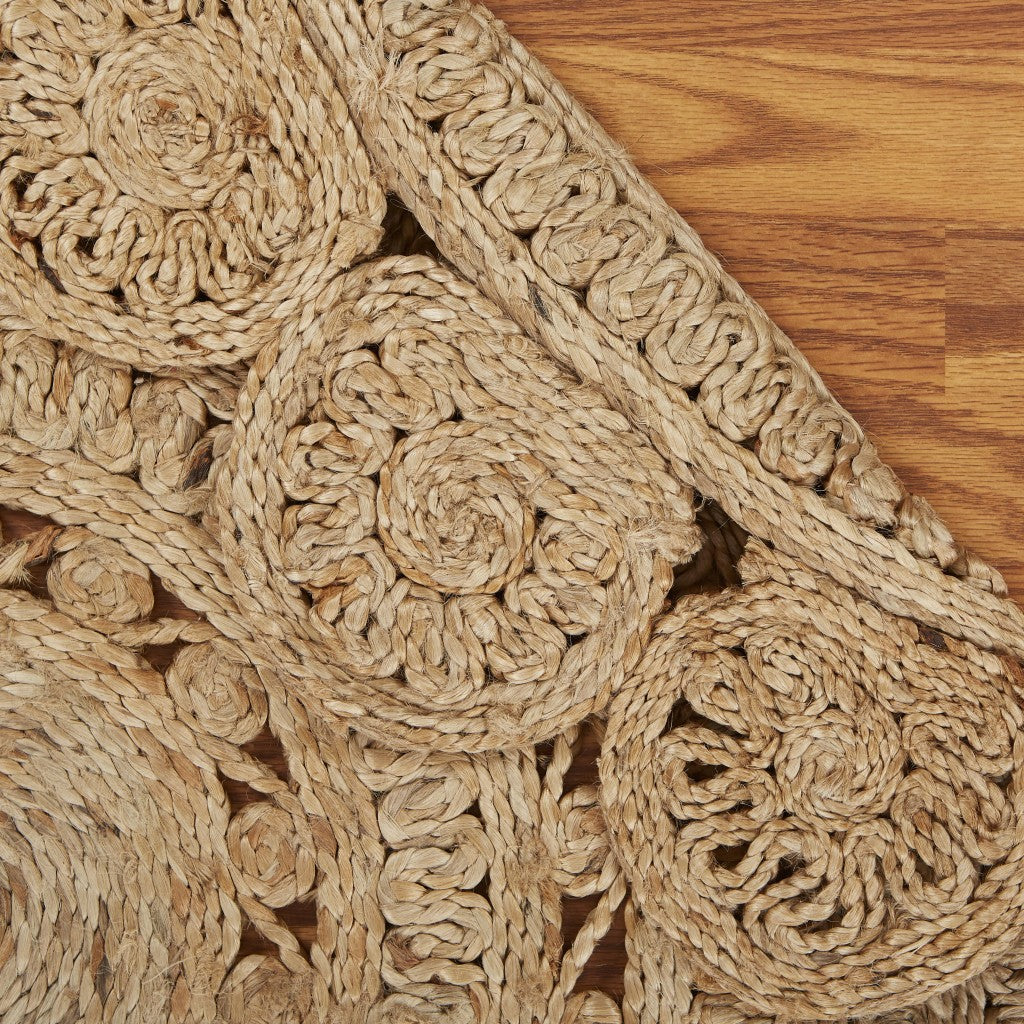6' Natural Jute Hand Braided Round Rug