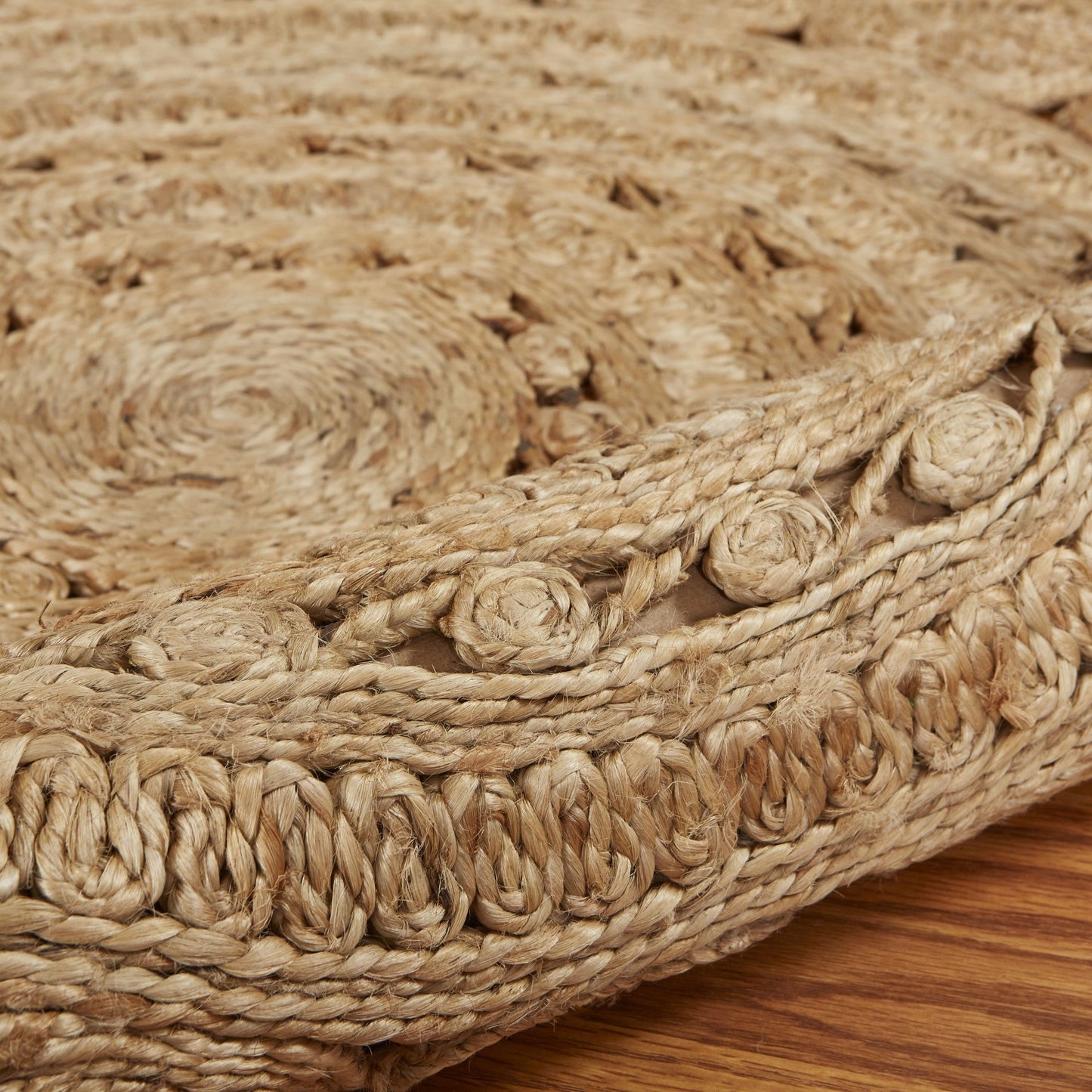 6' Natural Jute Hand Braided Round Rug