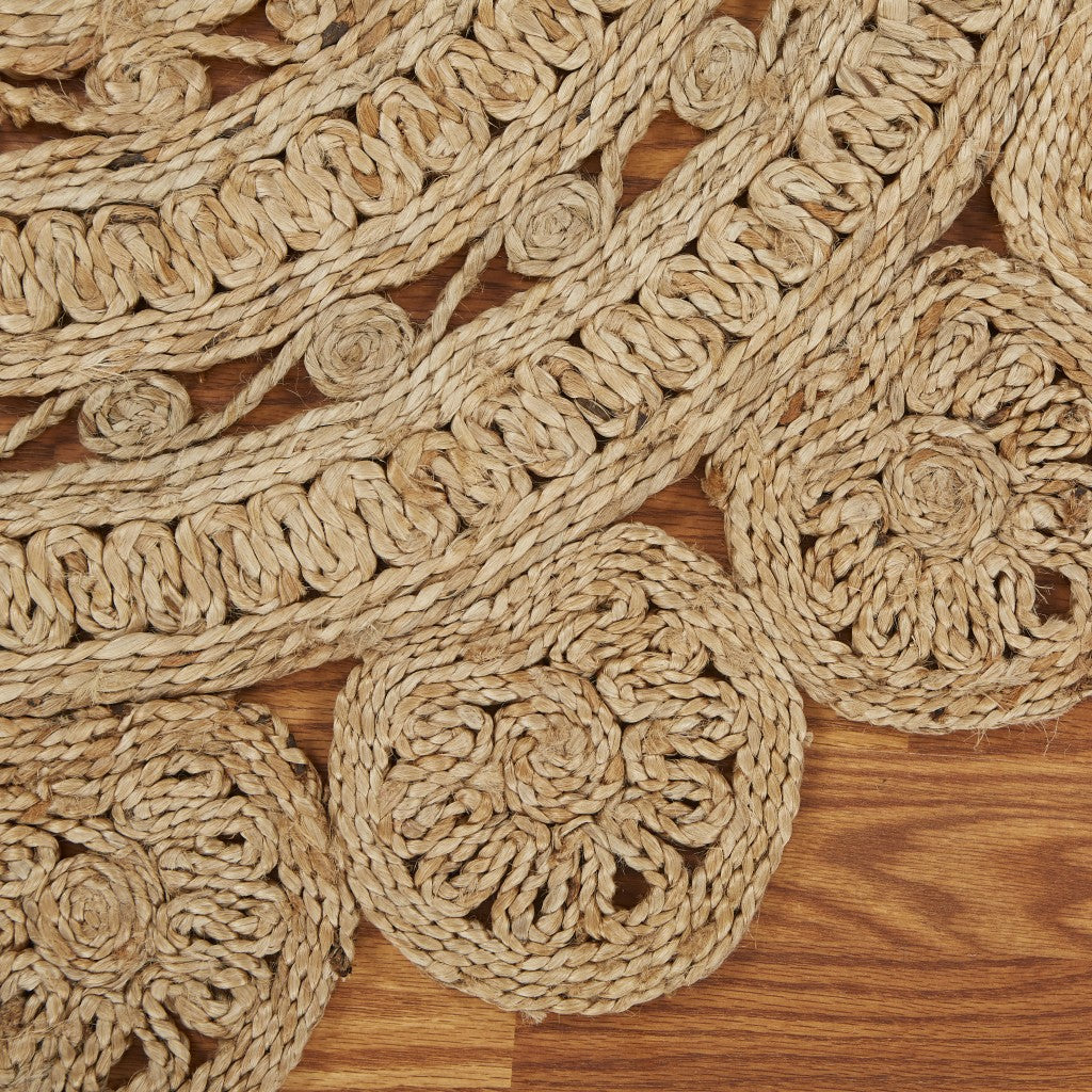 6' Natural Jute Hand Braided Round Rug