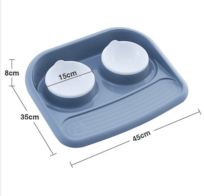 Dual-purpose pet feeding station in gray with two removable bowls and a non-slip base