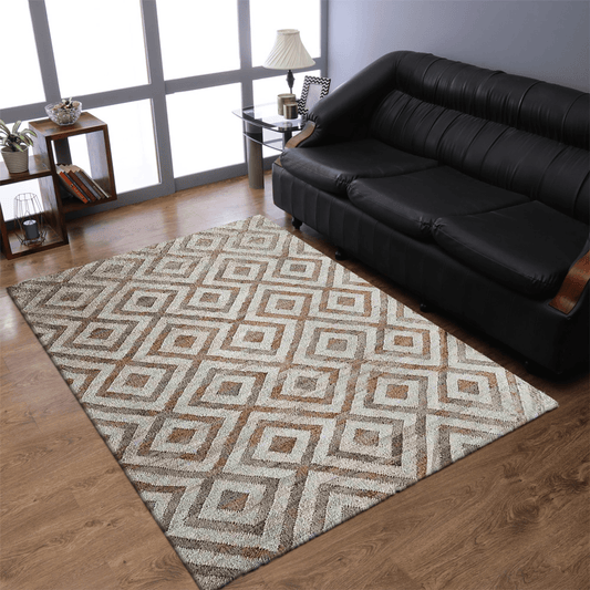 Rugsotic Hand Woven Kilim Jute Eco-Friendly Area Rug In White Beige