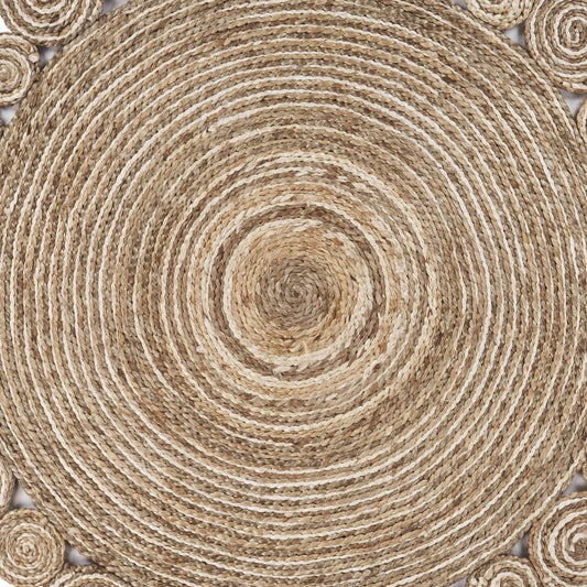 5' X 5' Beige Jute Hand Braided Area Rug