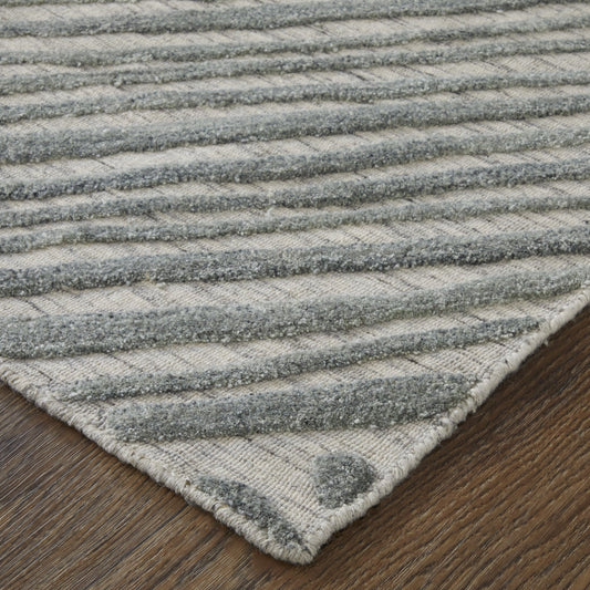 8' X 10' Green and Ivory Abstract Hand Woven Area Rug